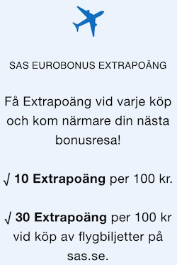 SAS EuroBonus Extrapoäng